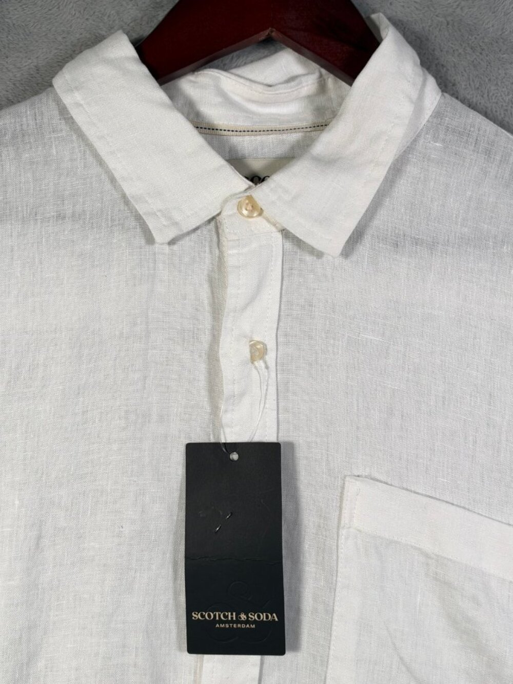 Scotch and Soda Shirt Mens XL White 100% Linen Short Sleeve Button Up $118